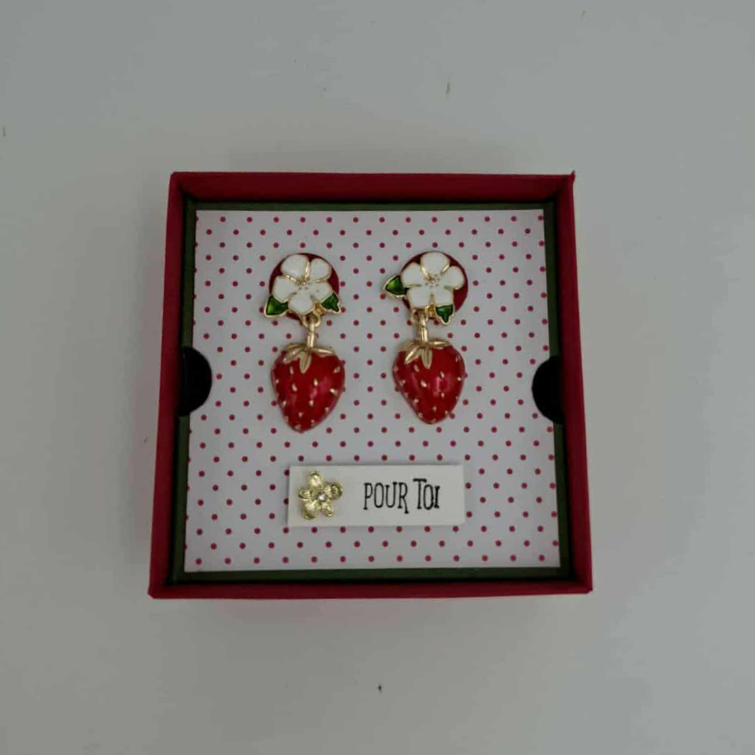 Boucles d'oreille fraise - Coffret cadeau