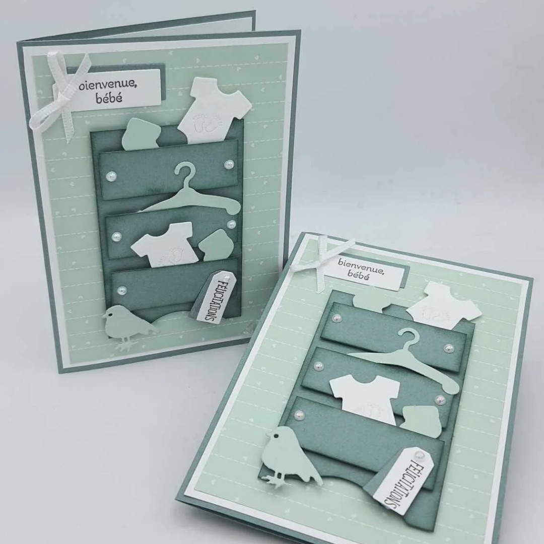 Carte Naissance "Bienvenue Bébé" - doux vert