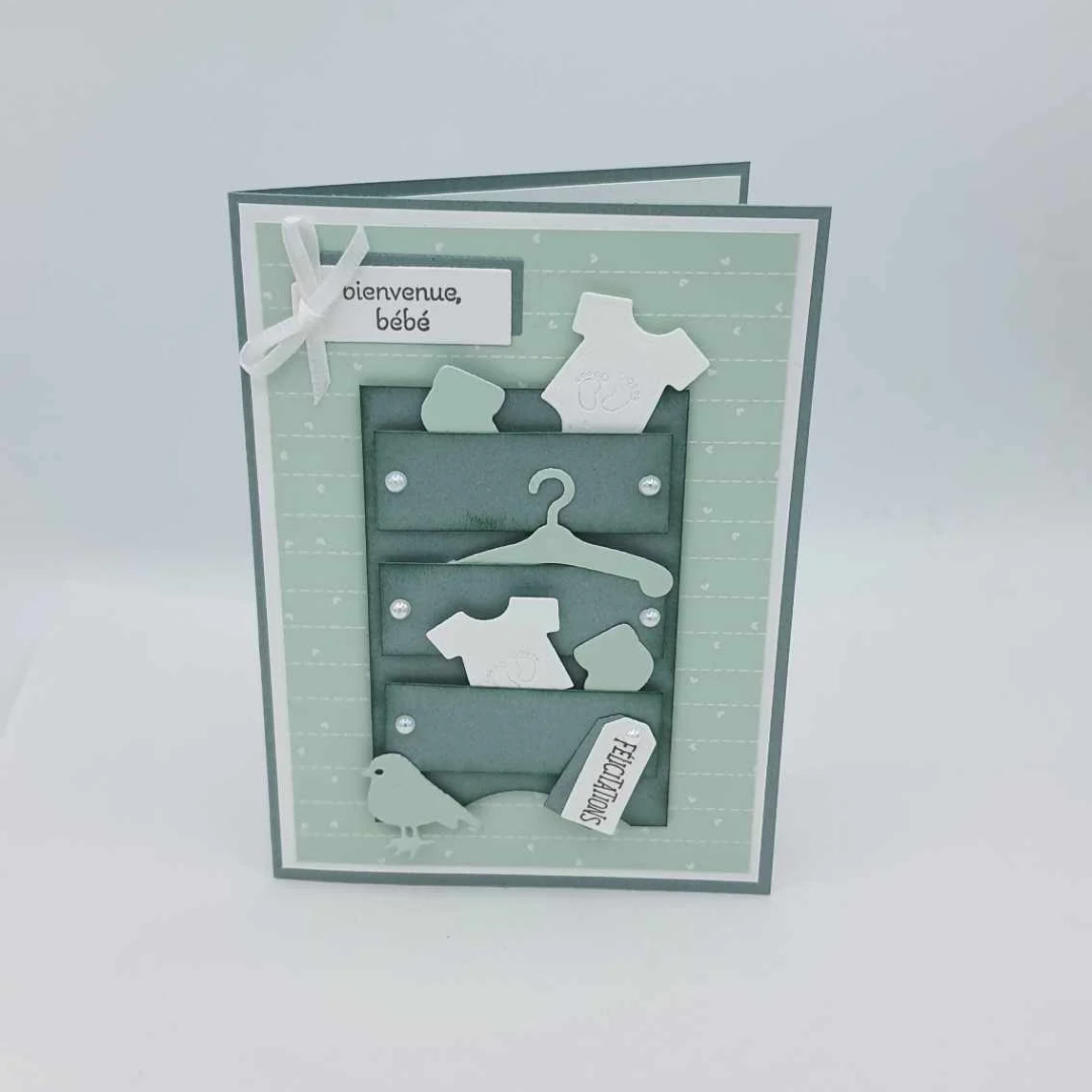 Carte Naissance "Bienvenue Bébé" - doux vert