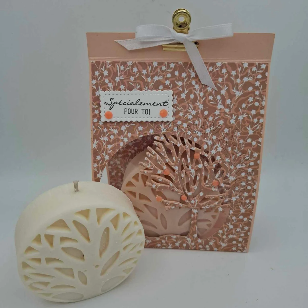 Pochette "Arbre de vie bougie " - Pêche