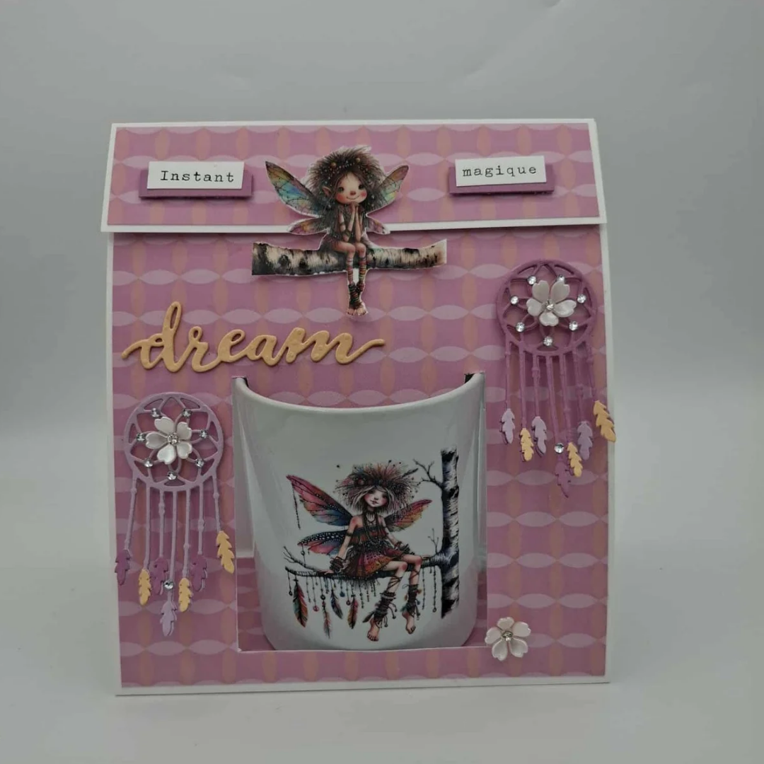 Tasse Fée Rose sur sa branche - Coffret Mug Féerique