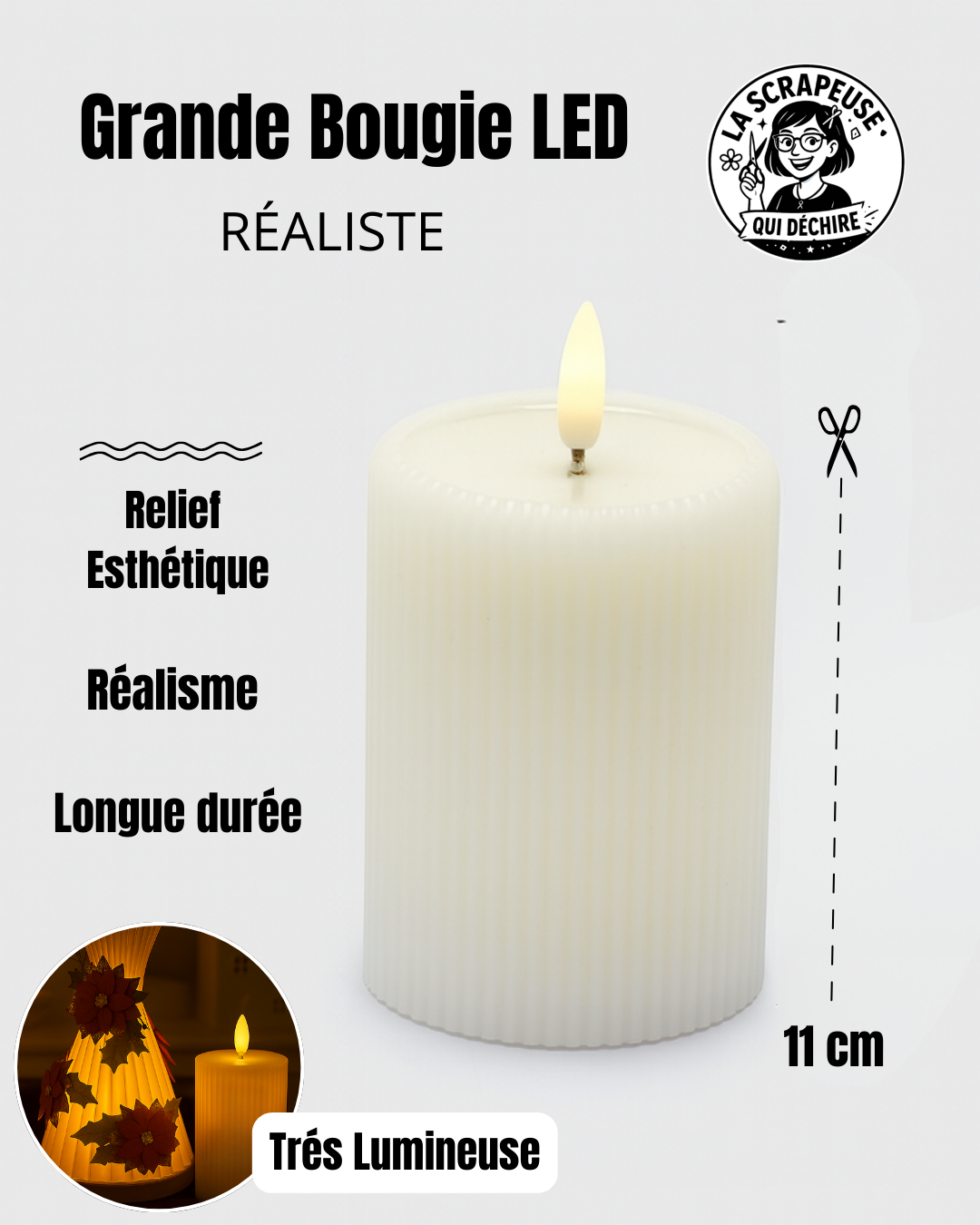 Grande Bougie LED Réaliste
