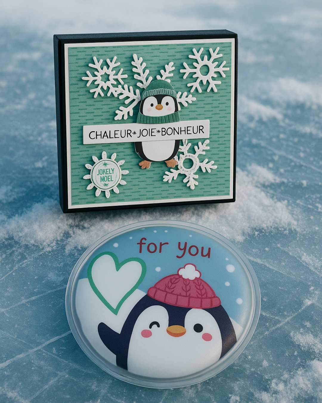 Coffret Chaufferette main - Motif Pingouin