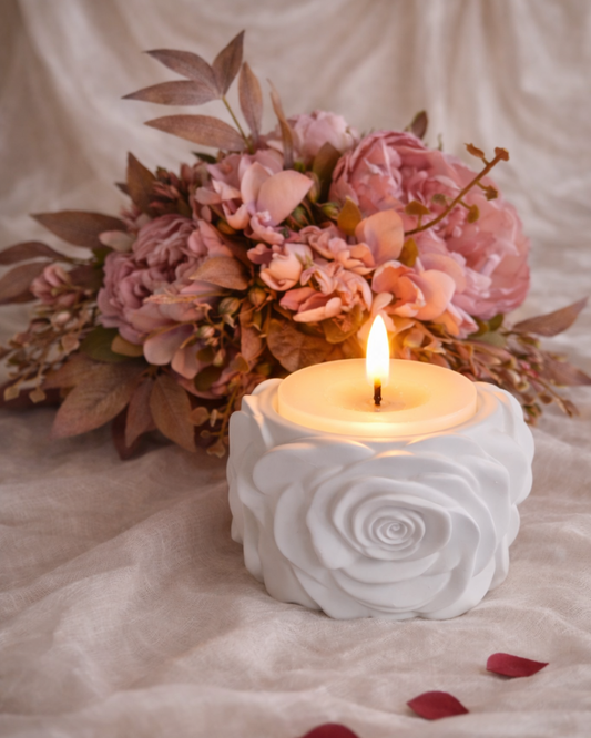 Elegance florale Bougeoir - Bougie Blanche