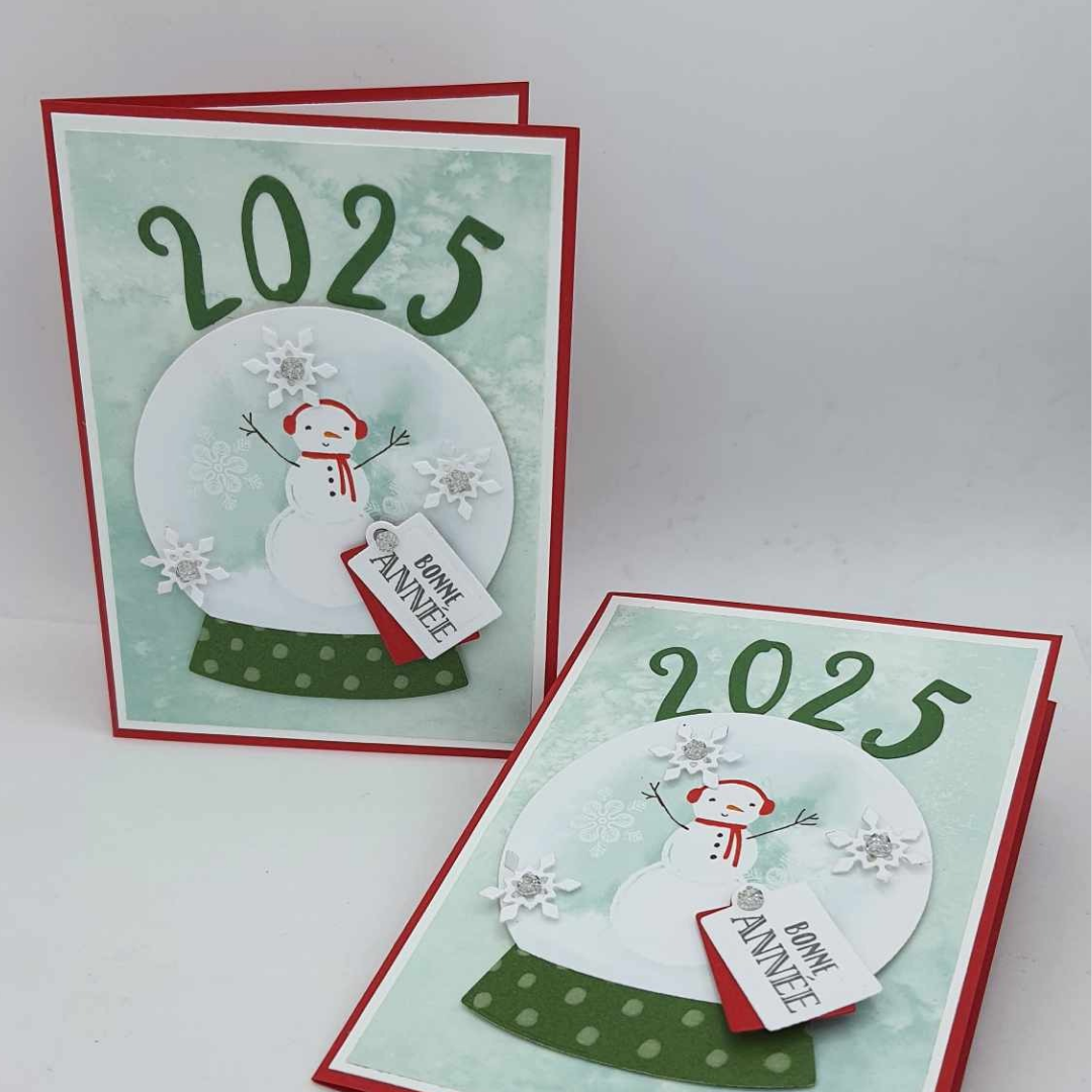 Carte Boule Bonhomme de Neige - Bonne année 2025