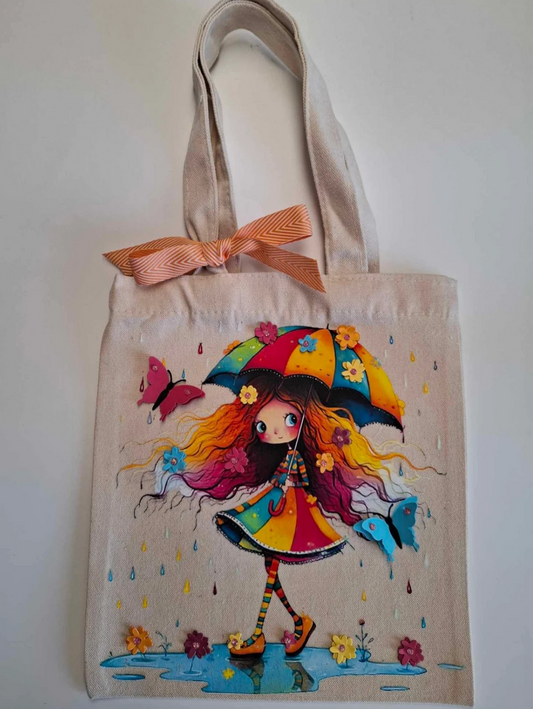 Petit Tote bag : Pluie Fleurie
