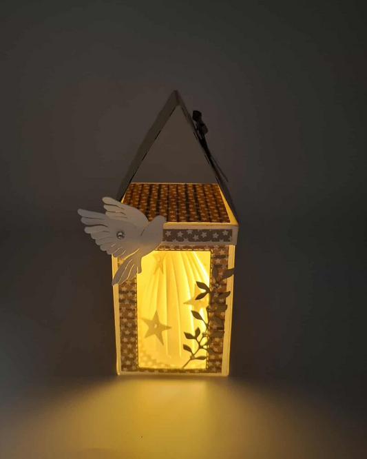 Maison Ange " Colombe de la paix Noel et sa lanterne Lumineuse"