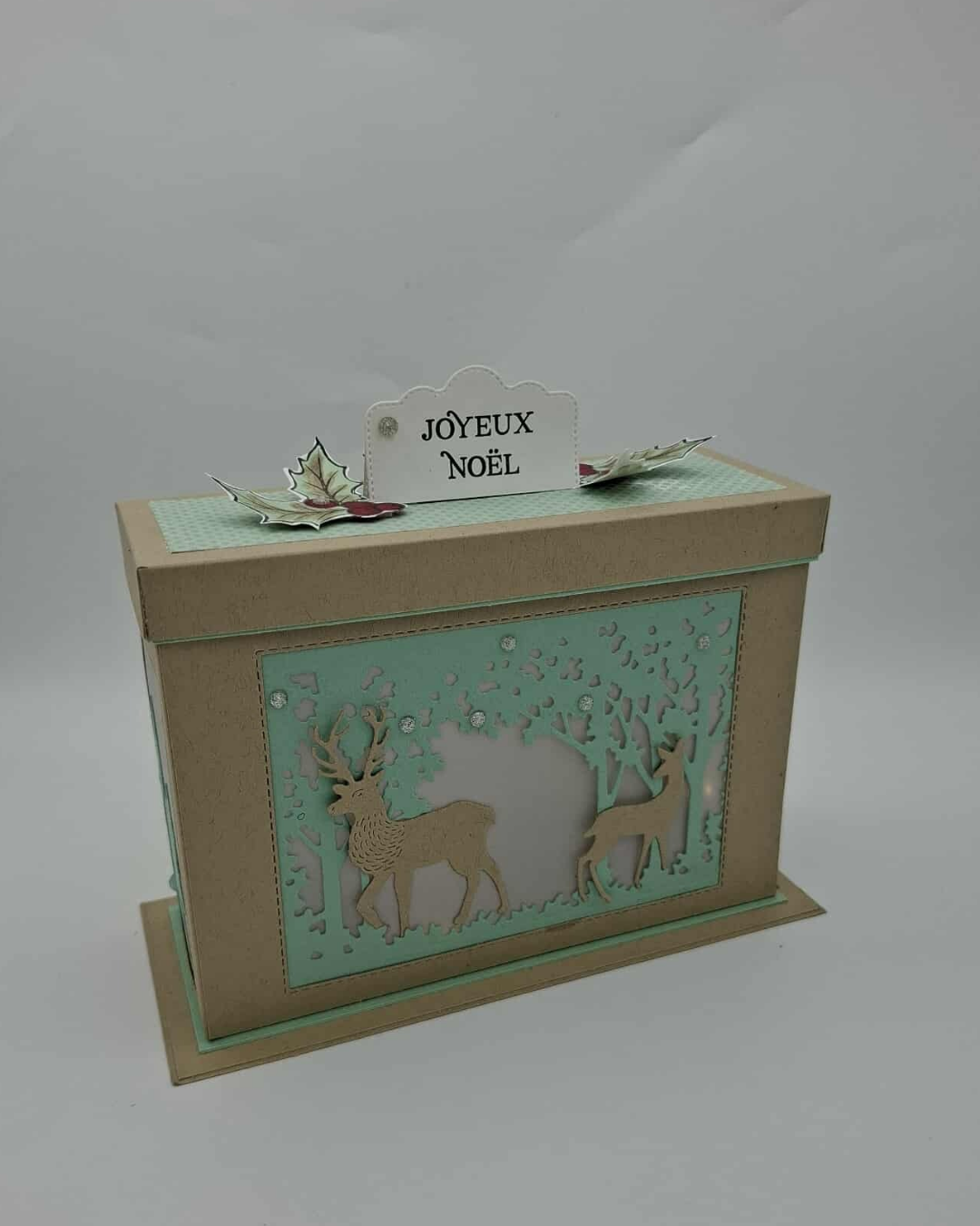 Centre de table Lumineux Joyeux Noël - Clairière enchantée Vert/bleu