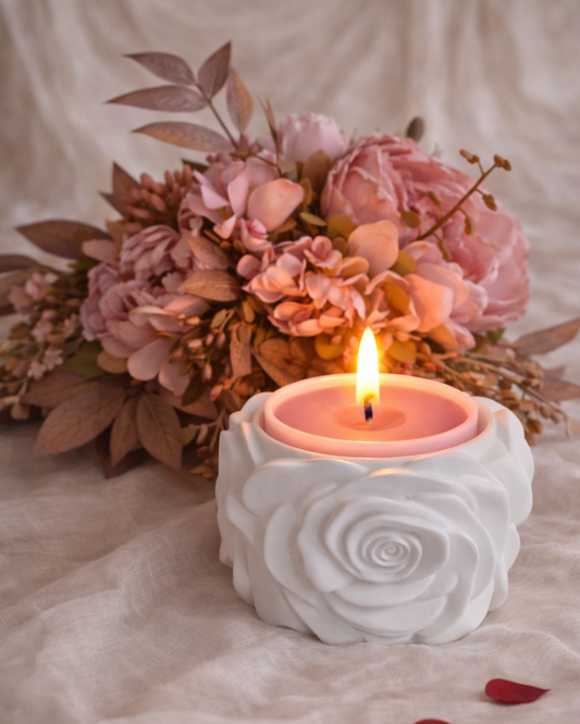 Elegance Florale Bougeoire - Bougie Rose