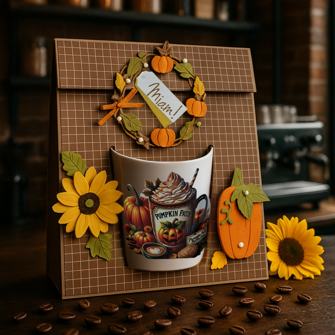 Coffret tasse Automnale - Fleurs et Citrouille
