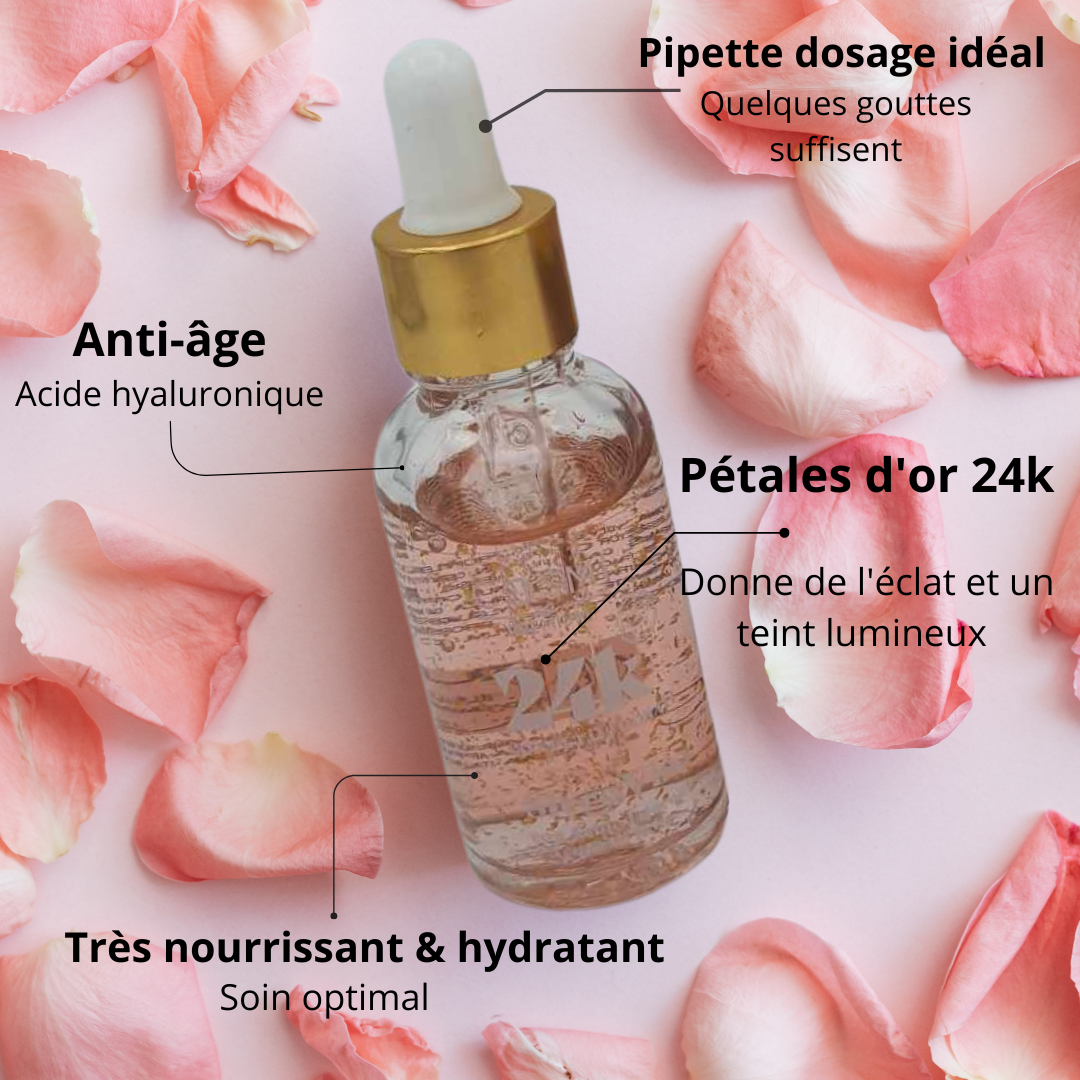 Sérum visage Paillettes d'or 24k - Rose. -50%