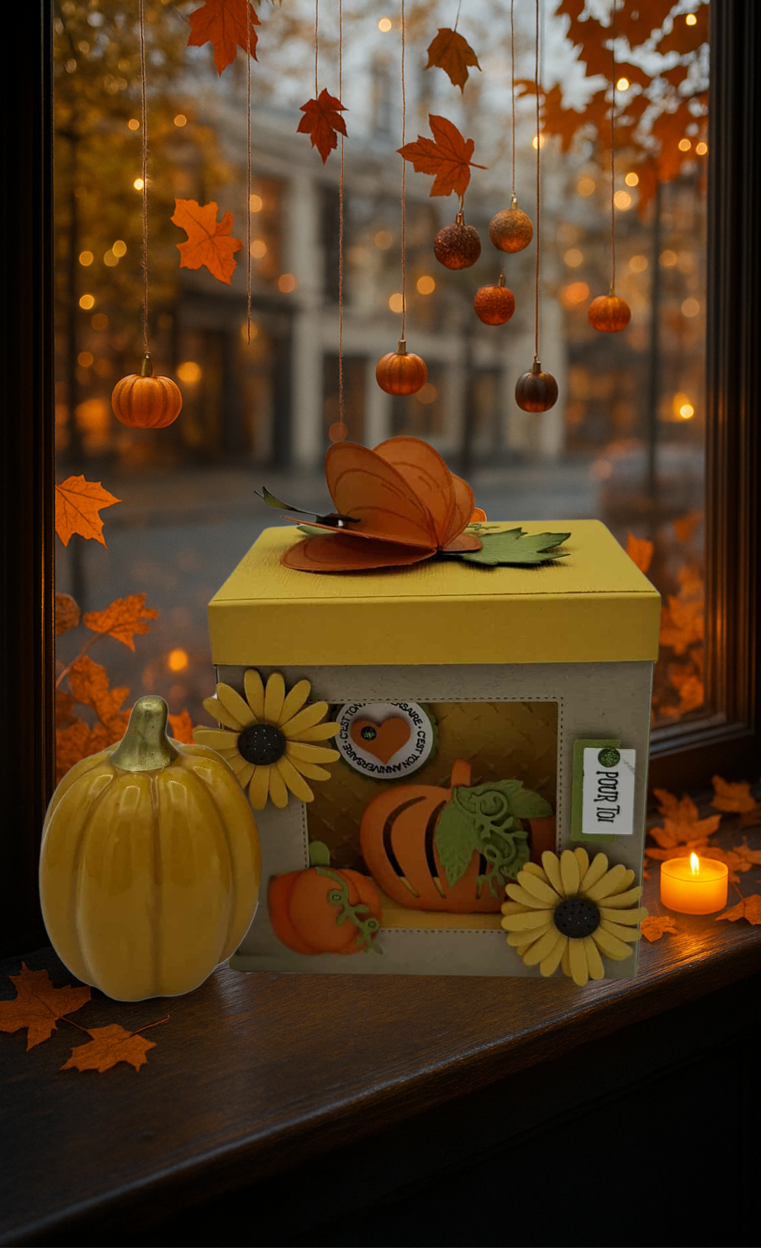 Coffret décoration automnale - boite diorama foncée