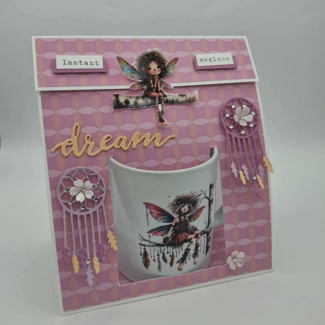 Tasse Fée Rose sur sa branche - Coffret Mug Féerique