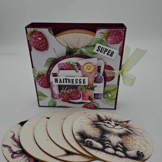 Lot de sous verre chat - Cadeau Super Maitresse